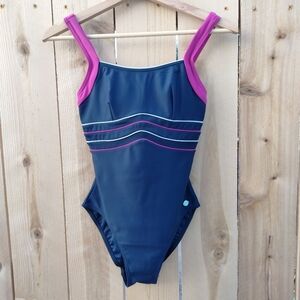 Debenhams Navy One-Piece Swimsuit with Pink Accents Women's Petite Size 6